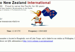 e-QSL Radio New Zealand International Новая Зеландия RNZI Март 2015 года