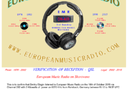 e-QSL European Music Radio Германия EMR Октябрь 2015 года