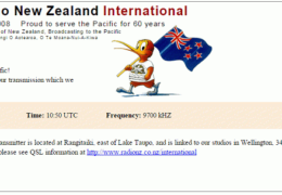 e-QSL Radio New Zealand International Новая Зеландия RNZI Октябрь 2015 года