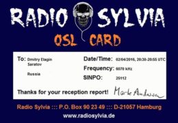 e-QSL Radio Sylvia / Channel 292 Германия Апрель 2016 года