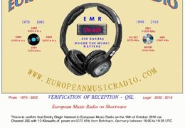 e-QSL European Music Radio Германия EMR Октябрь 2016 года