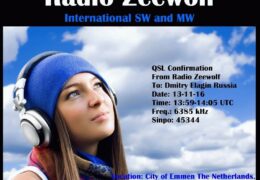 e-QSL Radio Zeewolf Нидерланды Ноябрь 2016 года