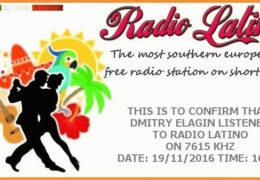 e-QSL Radio Latino Италия Ноябрь 2016 года