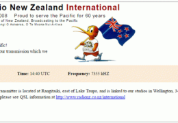 e-QSL Radio New Zealand International Новая Зеландия RNZI Ноябрь 2016 года