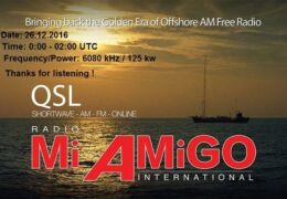 e-QSL Radio Mi Amigo International Германия Декабрь 2016 года