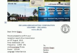 e-QSL Sri Lanka Broadcasting Corporation Шри-Ланка 2015 год